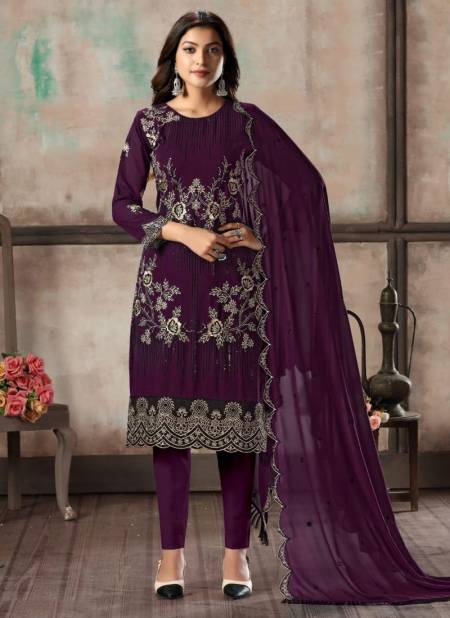 Wine Colour TWISHA VAANI VOL-2 Designer Festive Wear Faux Georgette Heavy Salwar Suit Collection 22